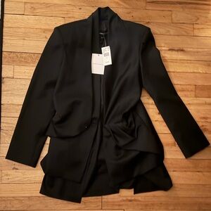 Brandon Maxwell Black Gathered Blazer